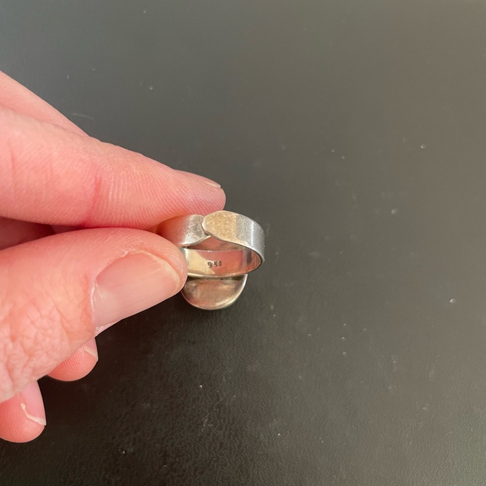 Vintage Sterling Silver Huayruro Seed Resin Ring - Picture 3 of 4